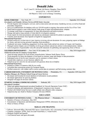 咨询通用英文简历模板