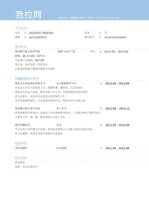 飞行器及部件维护维修个人简历模板