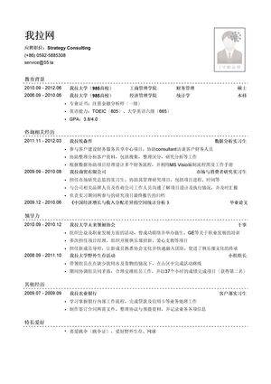 四大会计师事务所咨询岗简历模板（突出领导力）