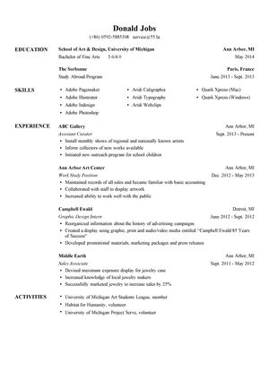 美术英文简历模板