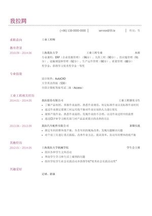 工业工程师简历模板（有技能证书）