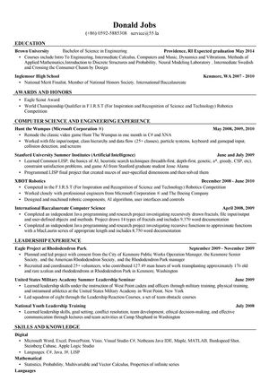 工程专业英文简历模板