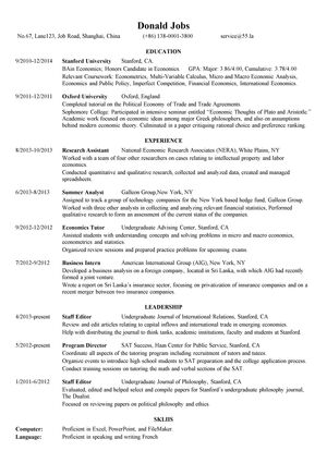 经管岗位英文简历模板（大容量研究型）