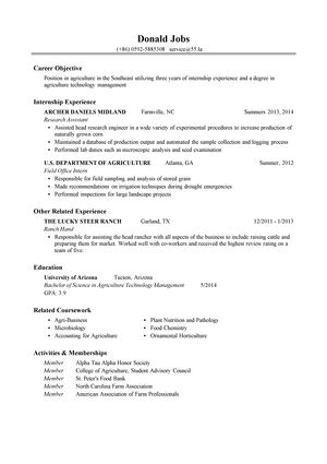 农业技术与管理岗位英文简历模板