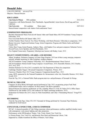 音乐制作英文简历(突出荣誉奖励）