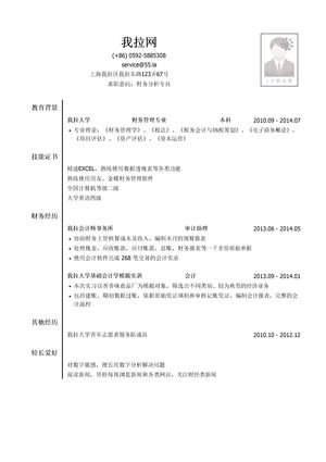 财务分析专员简历模板