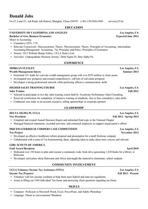 四大会计事务所求职英文简历模板