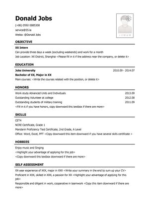 优秀应届生初次求职个人英文简历模板