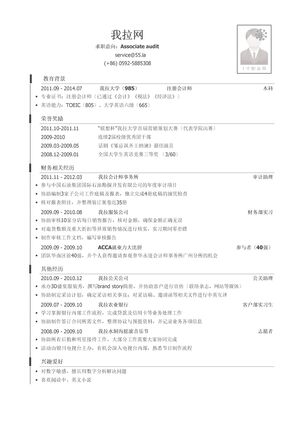 四大会计师事务所审计岗简历模板（有荣誉奖励）