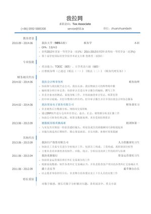 四大会计师事务所税务岗简历模板（有专业技能）