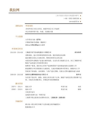 外贸专业毕业生求职简历模板