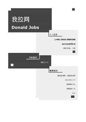 大学生找实习简历模板（大色块样式）