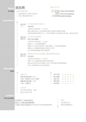 生物研究员简历模板（图形化创意简历模板）