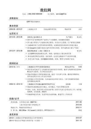 物流咨询（ERP系统实施顾问）求职简历模板